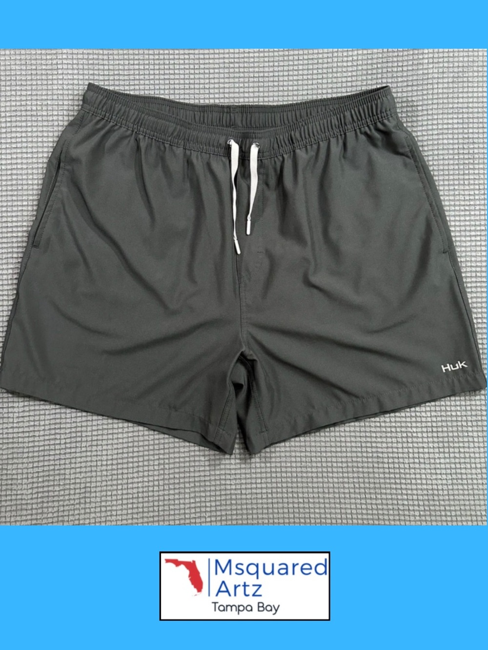 Huk Black Swim Trunks Men's XL Elastic Waist Quick Dry Fishing Shorts